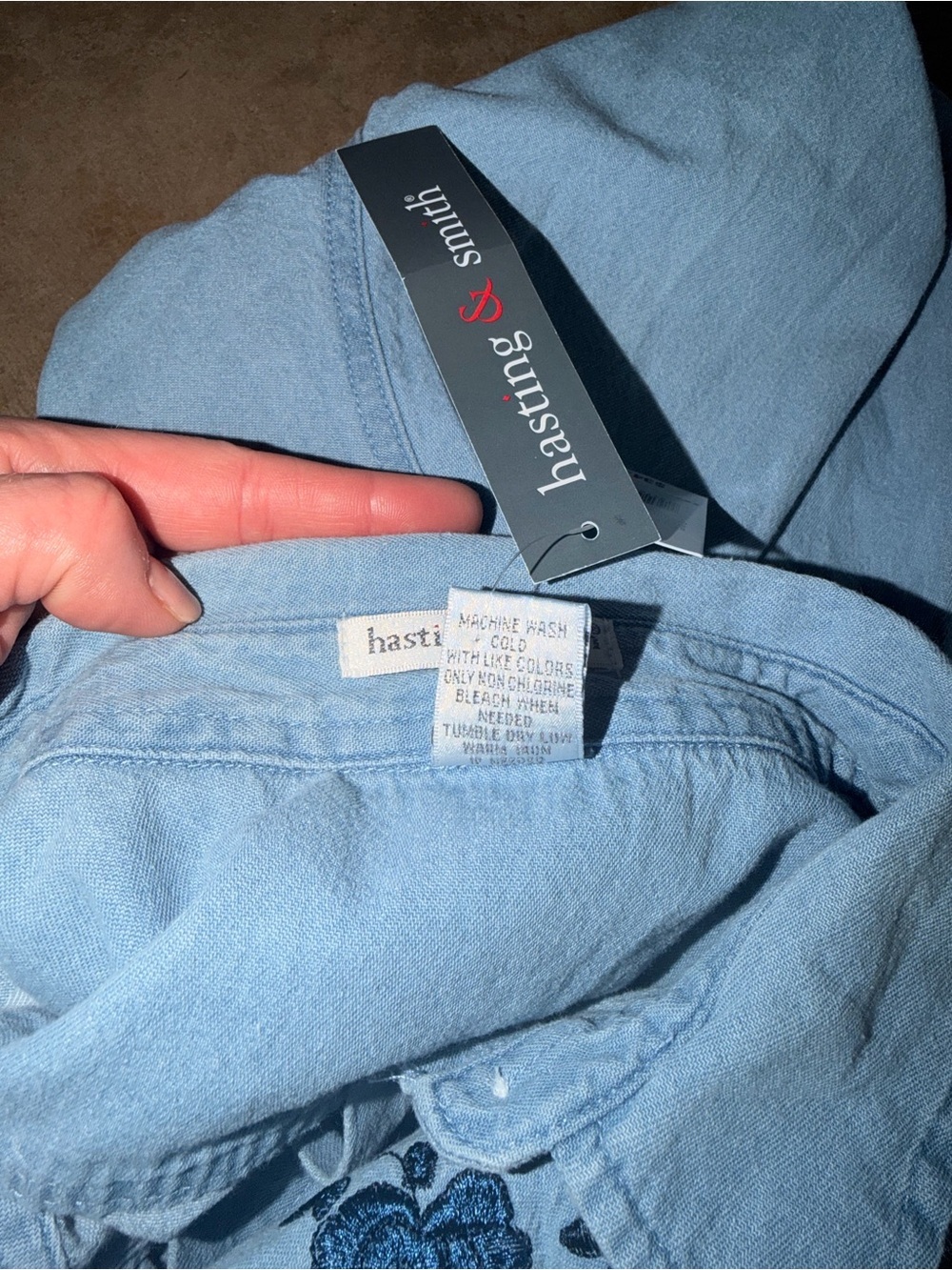 NWT Hasting & Smith Embroidered Denim Button Up Shirt XL Pumpkin Patch Fall - Picture 9 of 9